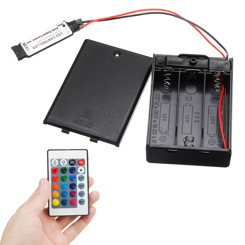 DC4.5V Mini RF Controller Batterijbox met 24 toetsen Afstandsbediening voor RGB LED Strip