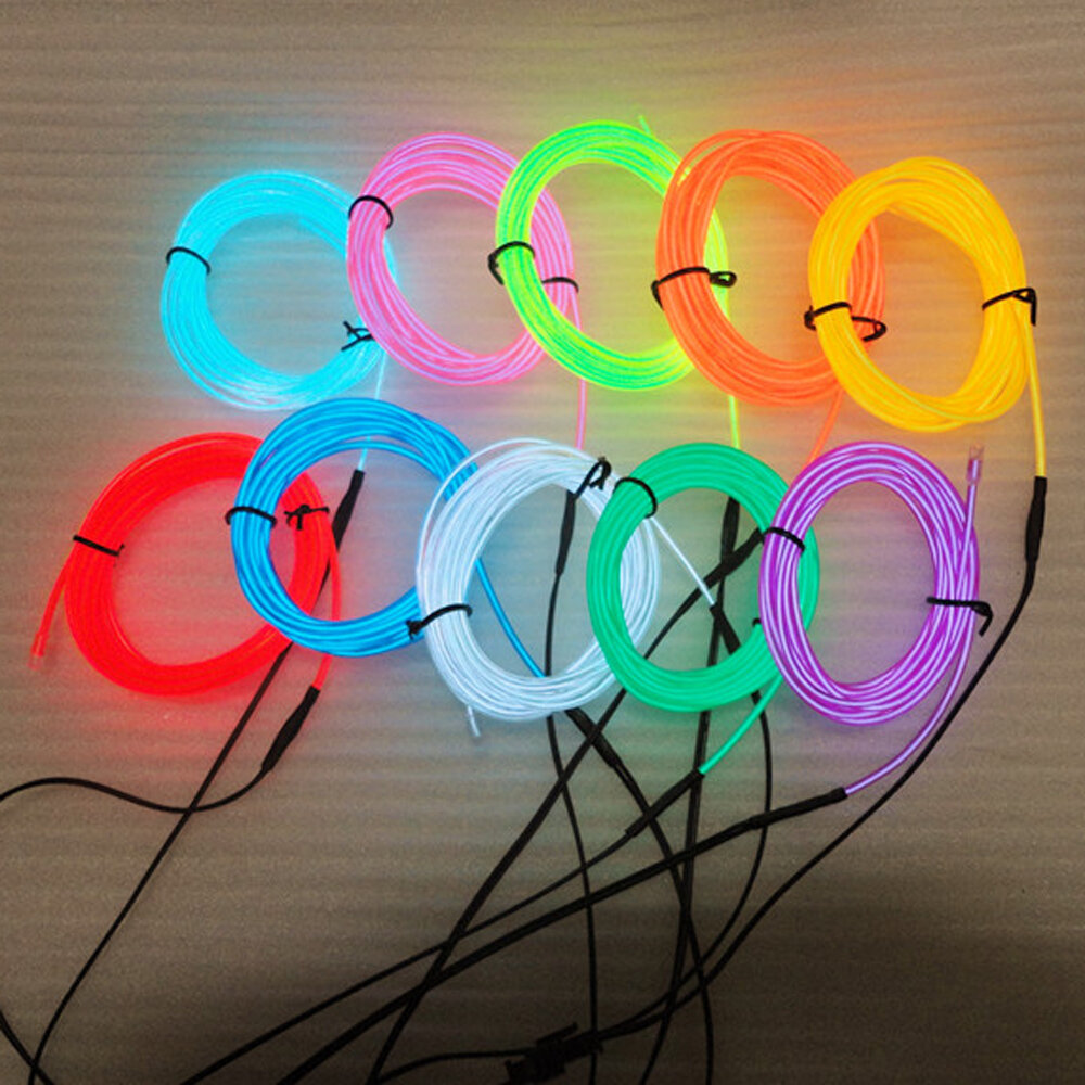LED Strip Garland EL Wire 1M Car Interior Lighting Auto Rope Tube Line Flexible Neon Light With Battery Case