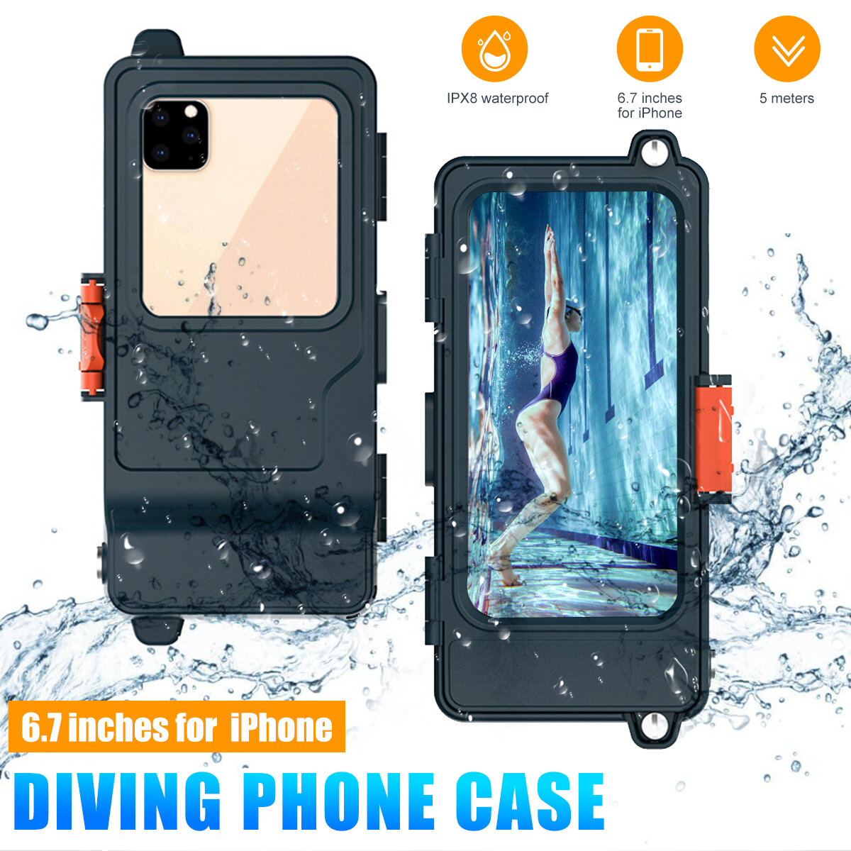 Bakeey 6.7 inch Professional IP68 Waterproof Mobile Phone Case with Transparent Window Take Picture 