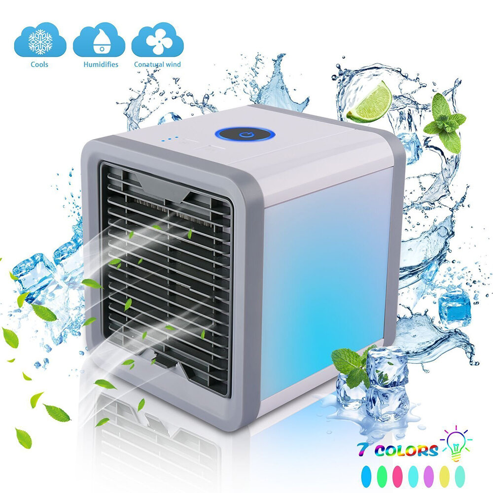 

Portable Air Cooler Fan Mini USB Air Conditioner 7 Colors Light Desktop Air Cooling Fan Humidifier Purifier for Office B