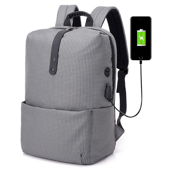 21L USB Backpack Stripe Business Bag 15.6 Inch Laptop Bag Anti Theft Travel Waterproof Polyester Storage Bag