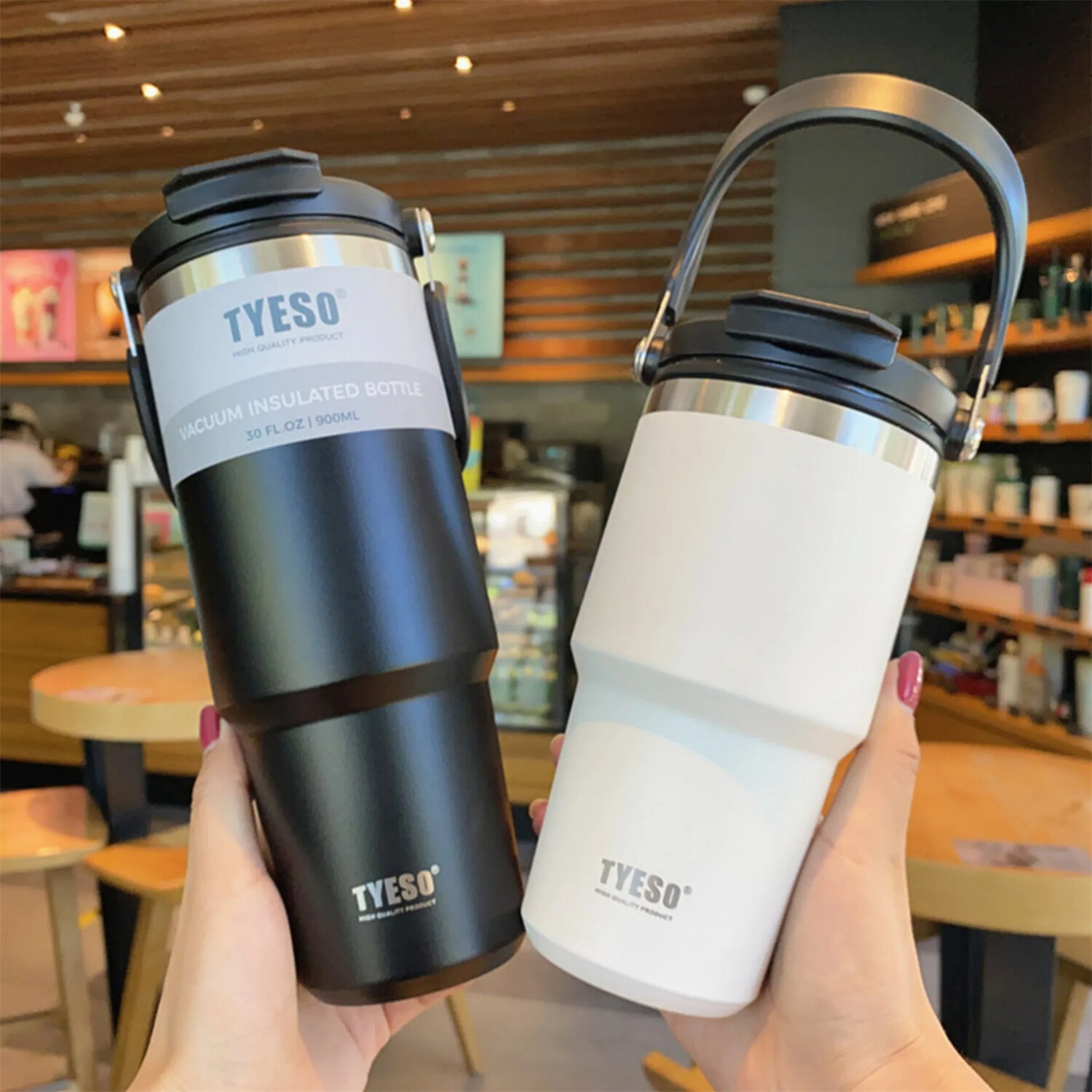 Stainless Steel Coffee Mug with Wide Mouth Design Portable Hideaway Handle Perfect Sip Anti-Skid Base Vacuum Flask Therm