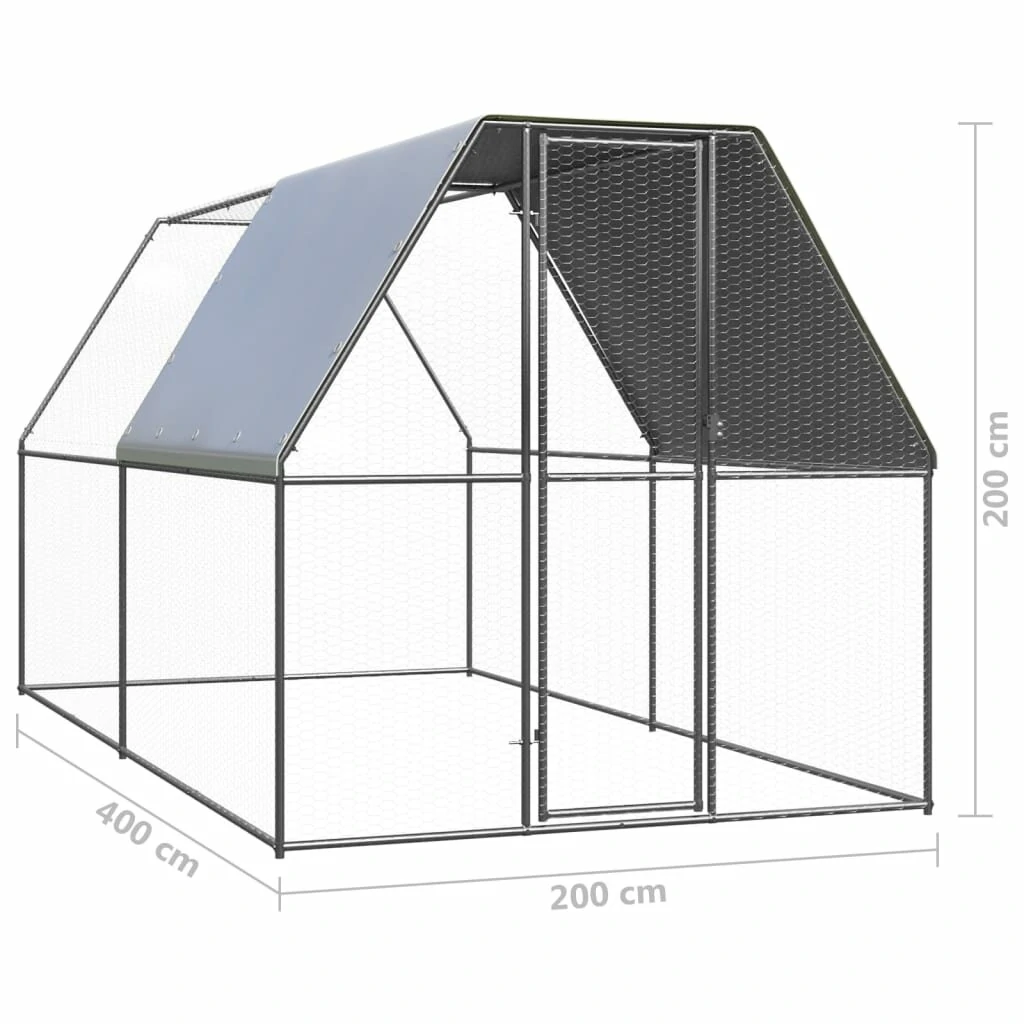 Outdoor chicken cage 6.6'x13.1'x6.6' galvanized steel
