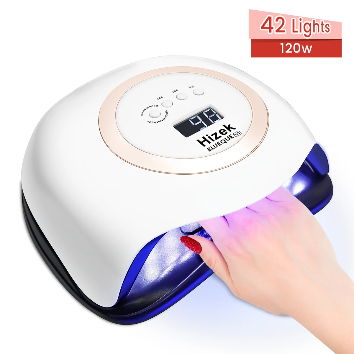 Nail Lamp Dual Light Source with 42 Light Beads 120W Curing LED UV Gel Polish