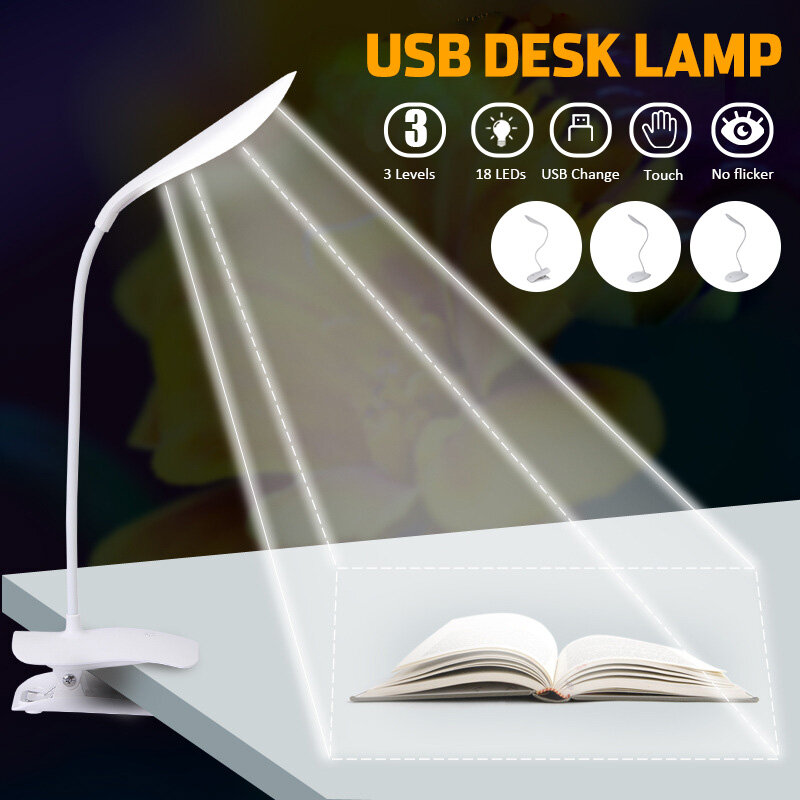 Bakeey Flexibel dimbaar 3-standen LED-bureaulamp 5V USB-timing Aanraaksensor USB-oplaadlamp lezen