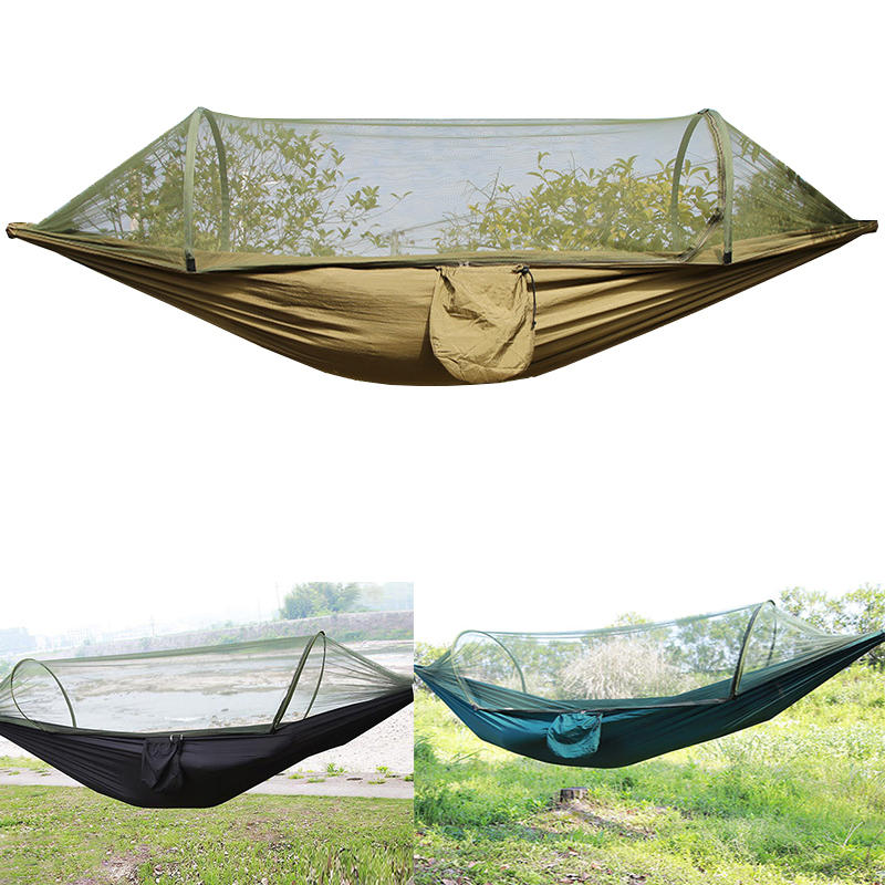 IPRee® Tenda de rede de balanço de paraquedas de nylon automática para camping ao ar livre com rede mosquiteira
