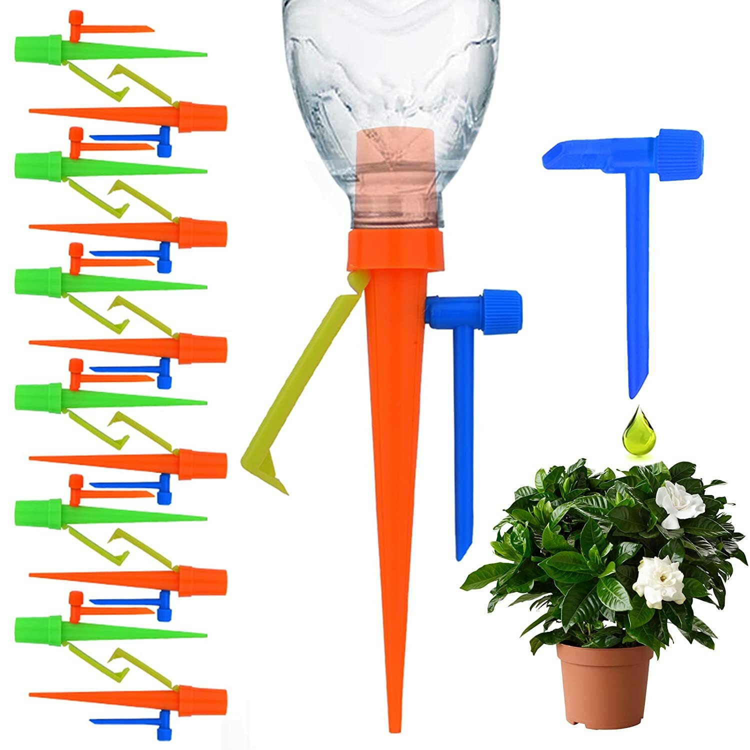 12Pcs Upgraded Plant Self Watering Spikes Devices Slow Release Control Valve Switch Automatic Irriga