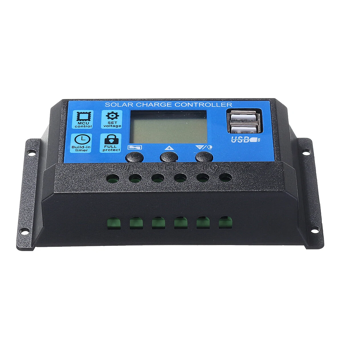 10A 20A 30A 12 24V LCD Display Photovoltaic Solar Controller with Dual USB Ports
