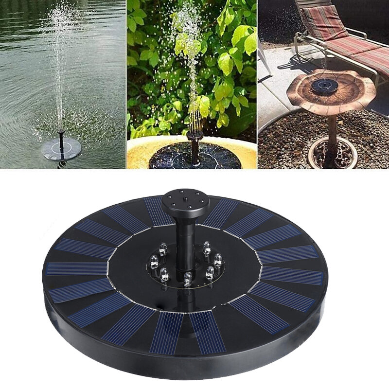 LED Light Solar Pump Powered Floating Water Fountain Garden Birdbath Pond