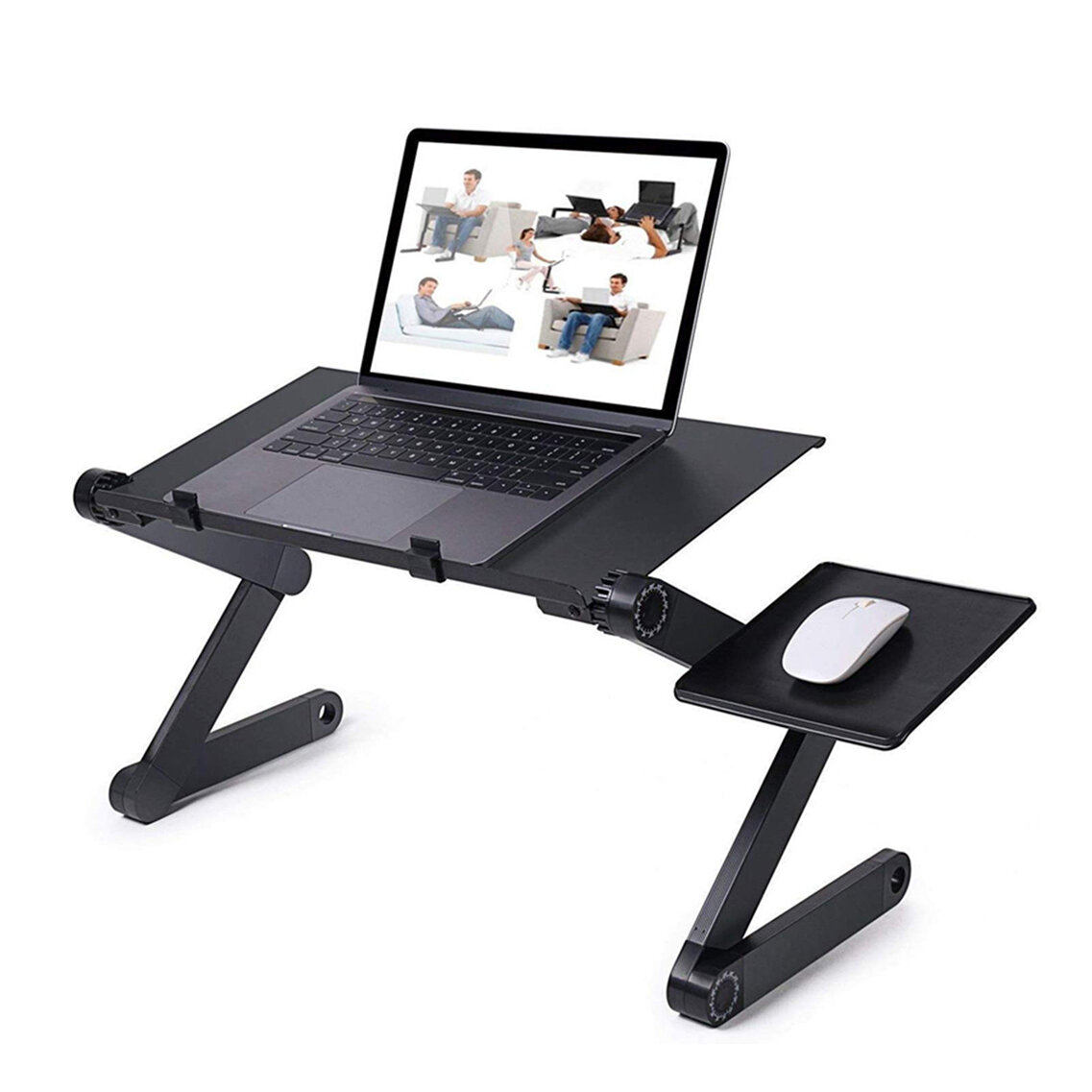 Adjustable Laptop Table Laptop Desk Portable Foldable Stand Bed Tray Laptop with Cooling Fan and Mouse Pad for up to 17