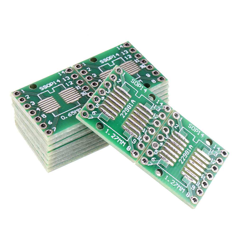 20pcs SOP14 SSOP14 TSSOP14 To DIP14 Pinboard SMD To DIP Adapter 0.65mm/1.27mm To 2.54mm DIP Pin Pitch PCB Board
