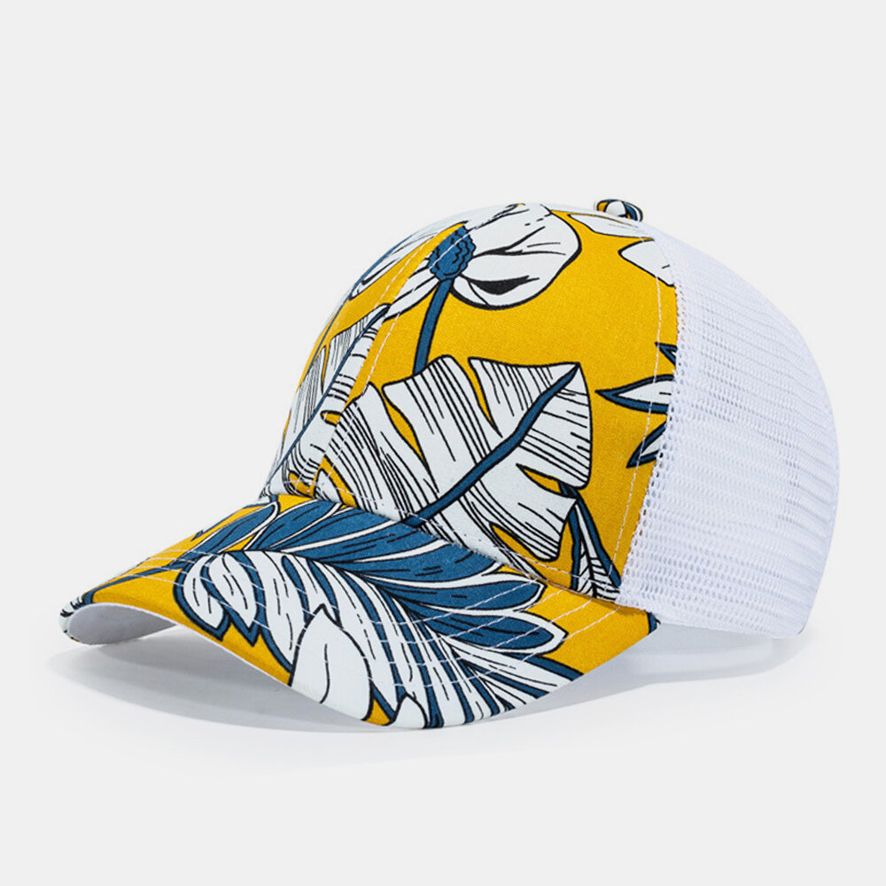 Unisex mesh mode bloem gedrukt vakantie zonnescherm ademende honkbal hoed