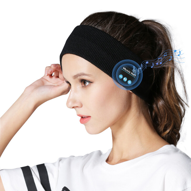Ultra-Soft Atmungsaktives Sport-Stirnband mit Bluetooth V5.0 Wireless-Verbindung HD Stereo Sound wasserdichte Musik Running-Kopfhörer für Jogging Camping Cycling