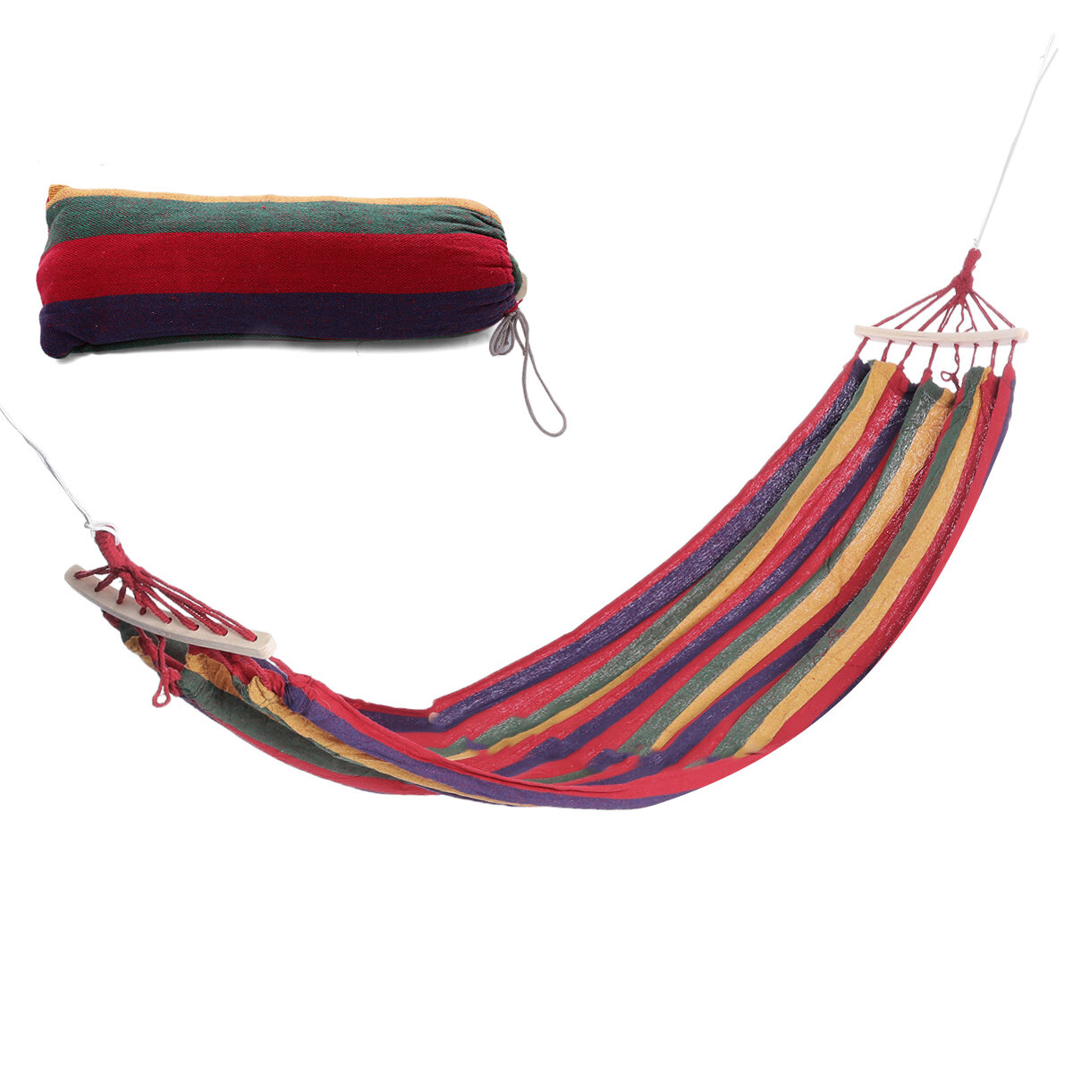 STRDC001 Ultralight Camping Hammock with Storage Bag Portable Rainbow Canvas Outdoor Activities Swing