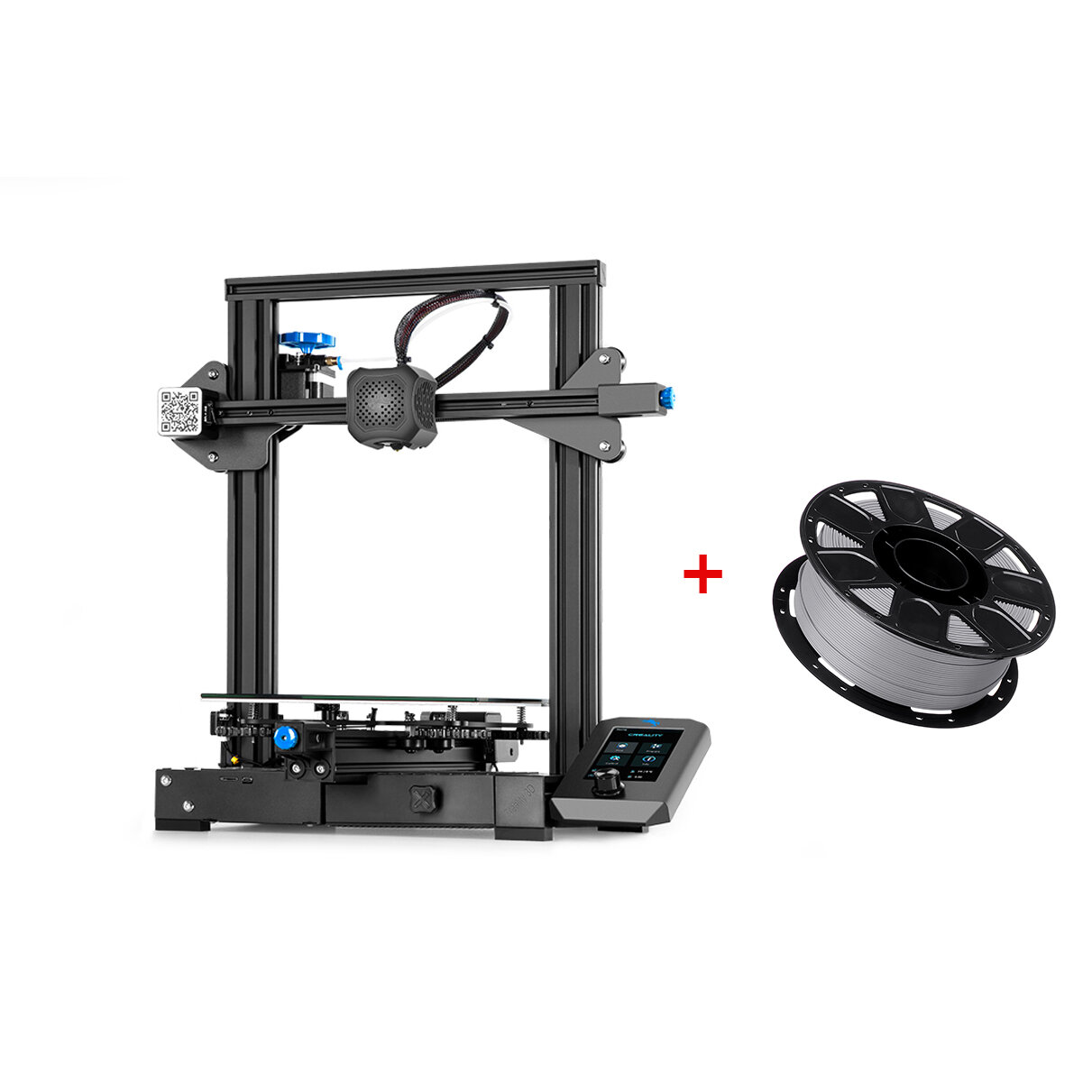 Creality 3D® Ender-3 V2 3D Printer with Creality 3D Ender-PLA 1.75mm Grey Filament Set Kit