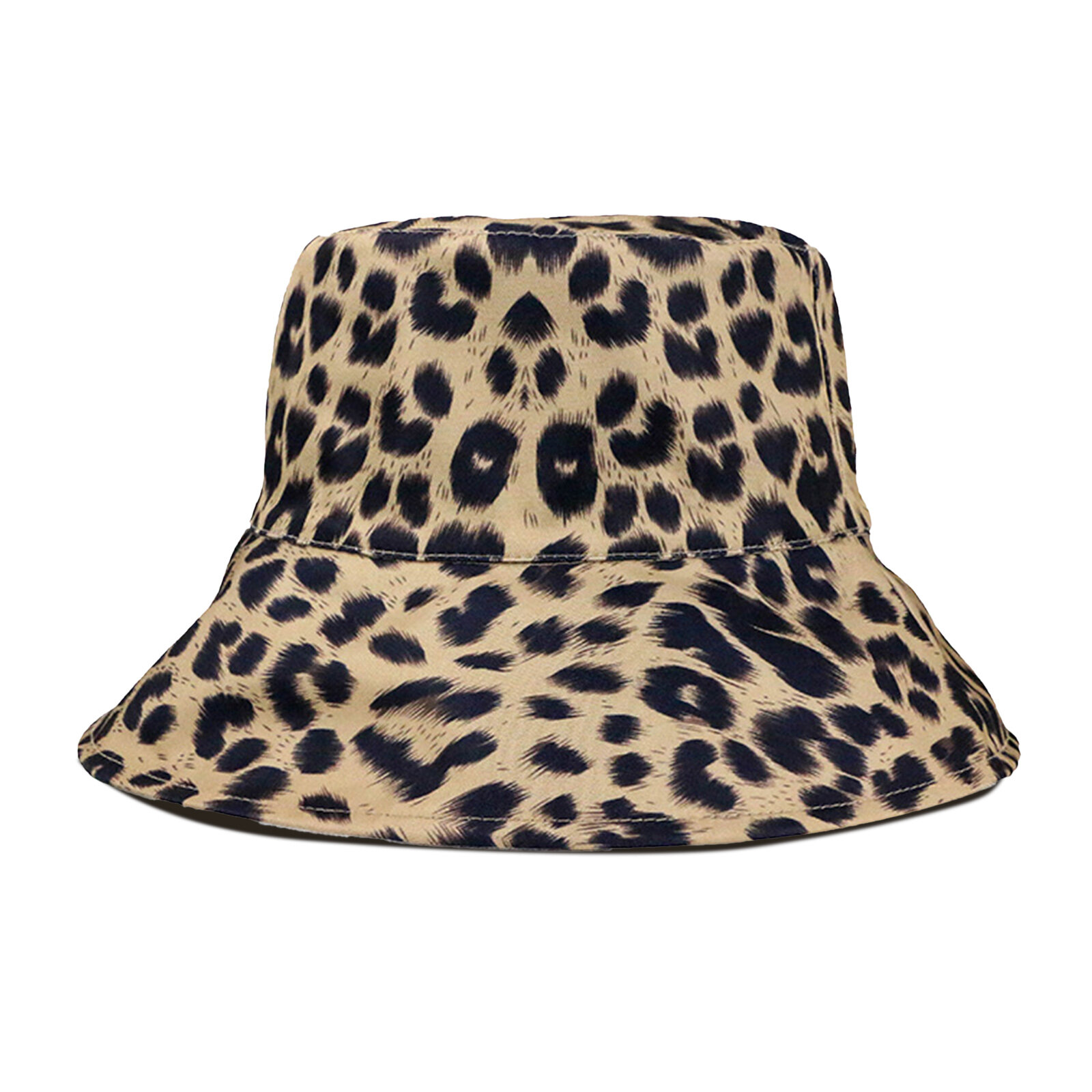 Jassy Women's Cotton Leopard Trend Print Bucket Hat Outdoor Casual Sun Hat