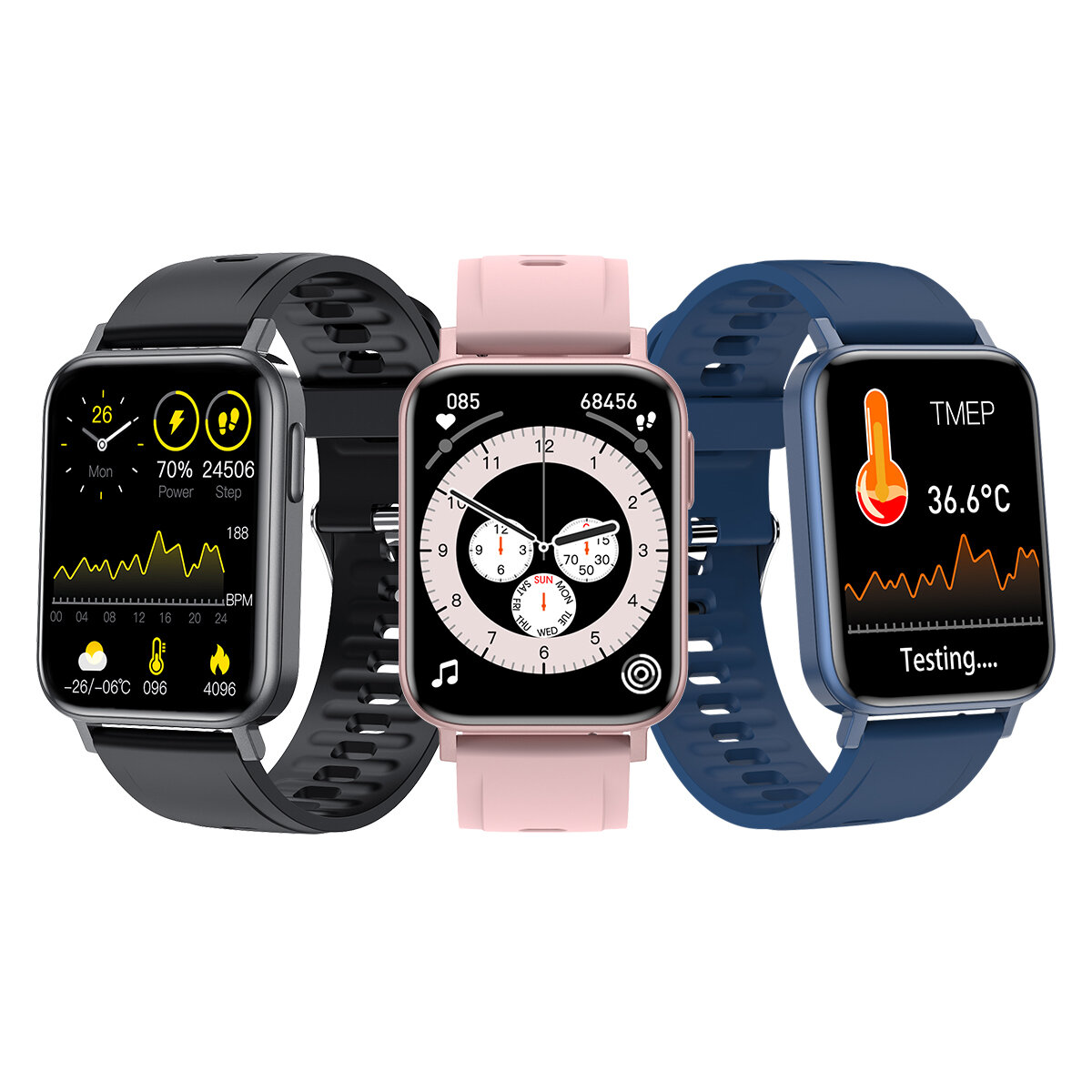 

[Body Temperature Detection]Bakeey T10 Pro 1.65 inch Color Screen Heart Rate Blood Pressure Oxygen Monitor 30 Sports Mod