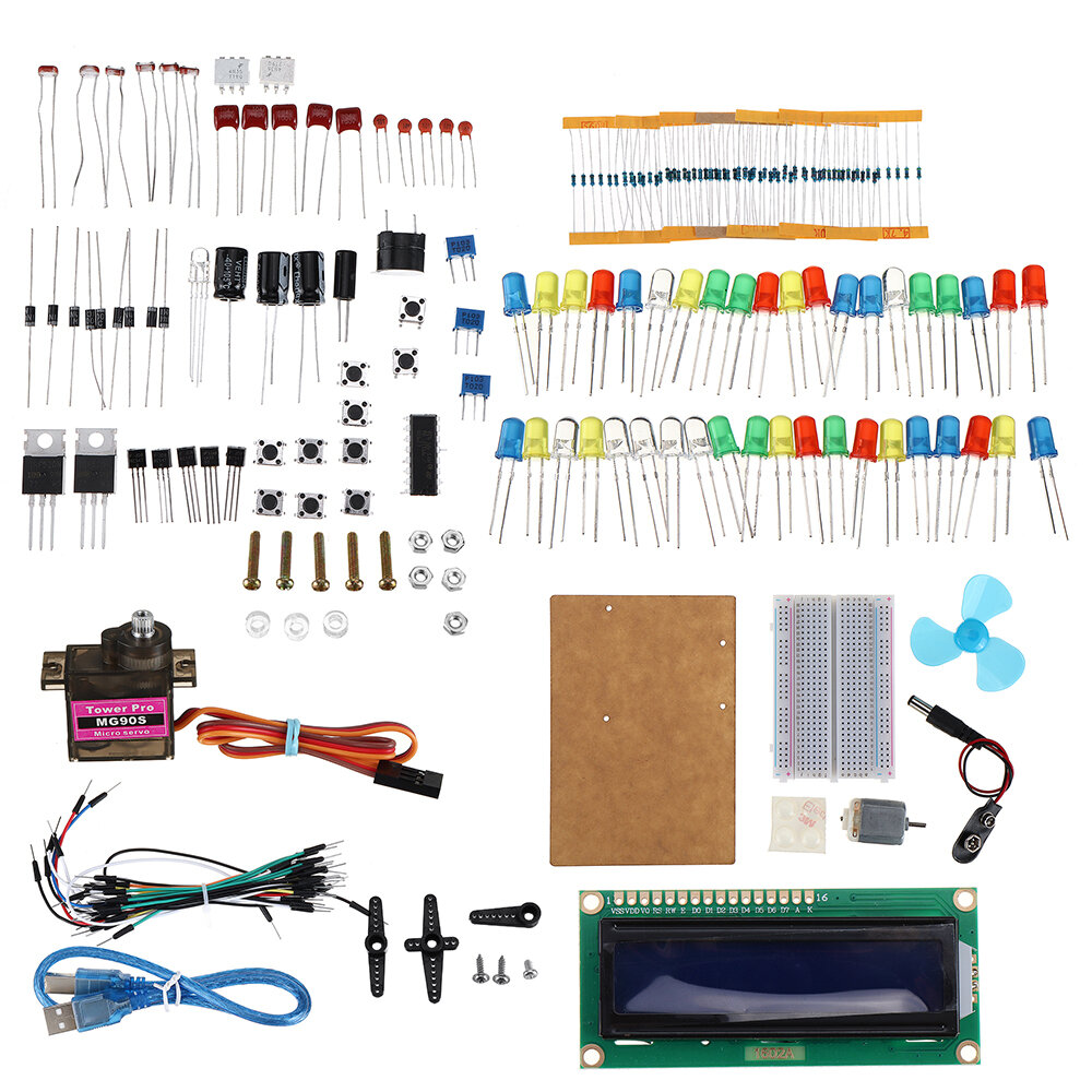 KW-AR-BaseKit Kit with 17 Classes UNO R3 DC Motor Breadboard LED Components Set Geekcreit for Arduin