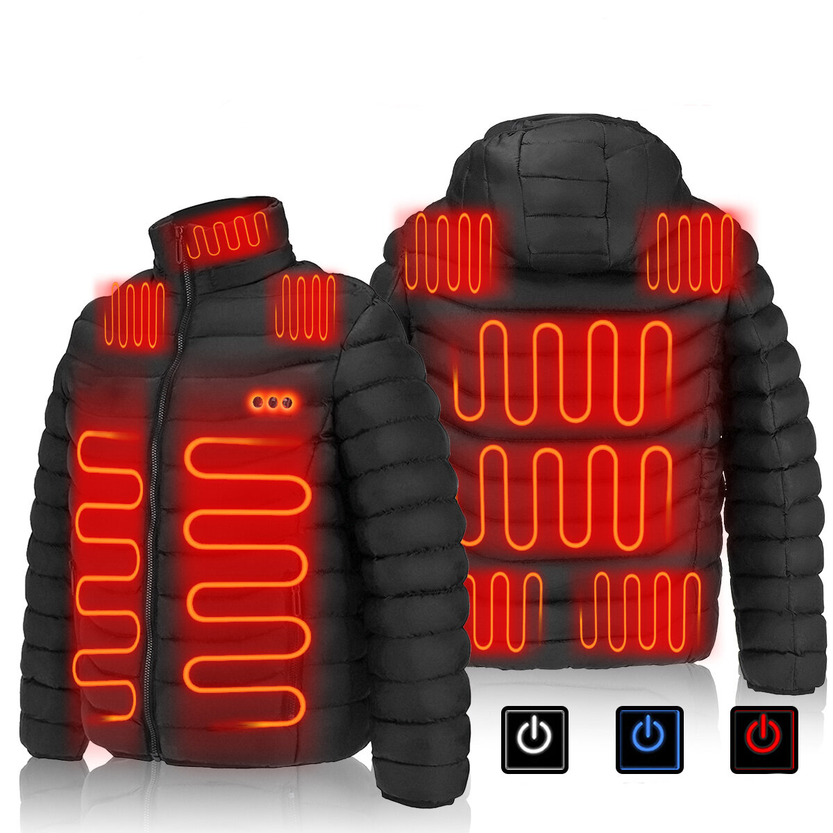

Unisex USB 11-Heating Zones Dual-control Electric Heated Vest Winter Warm Up Jacket Coat Ski Long Sleeve
