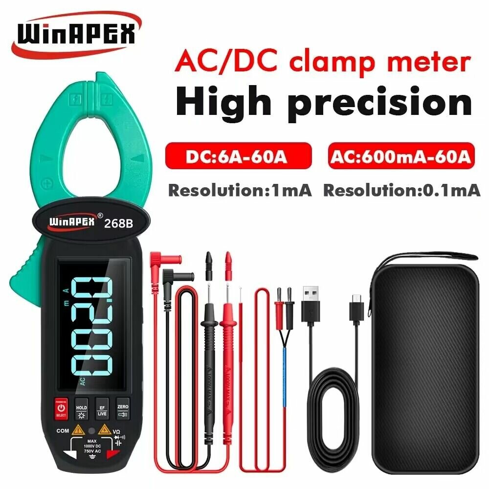 

WINAPEX 268B Leakage Current Detect Clamp Meter 0.1mA high resolution True RMS Multimeter AC DC Clamp Meter