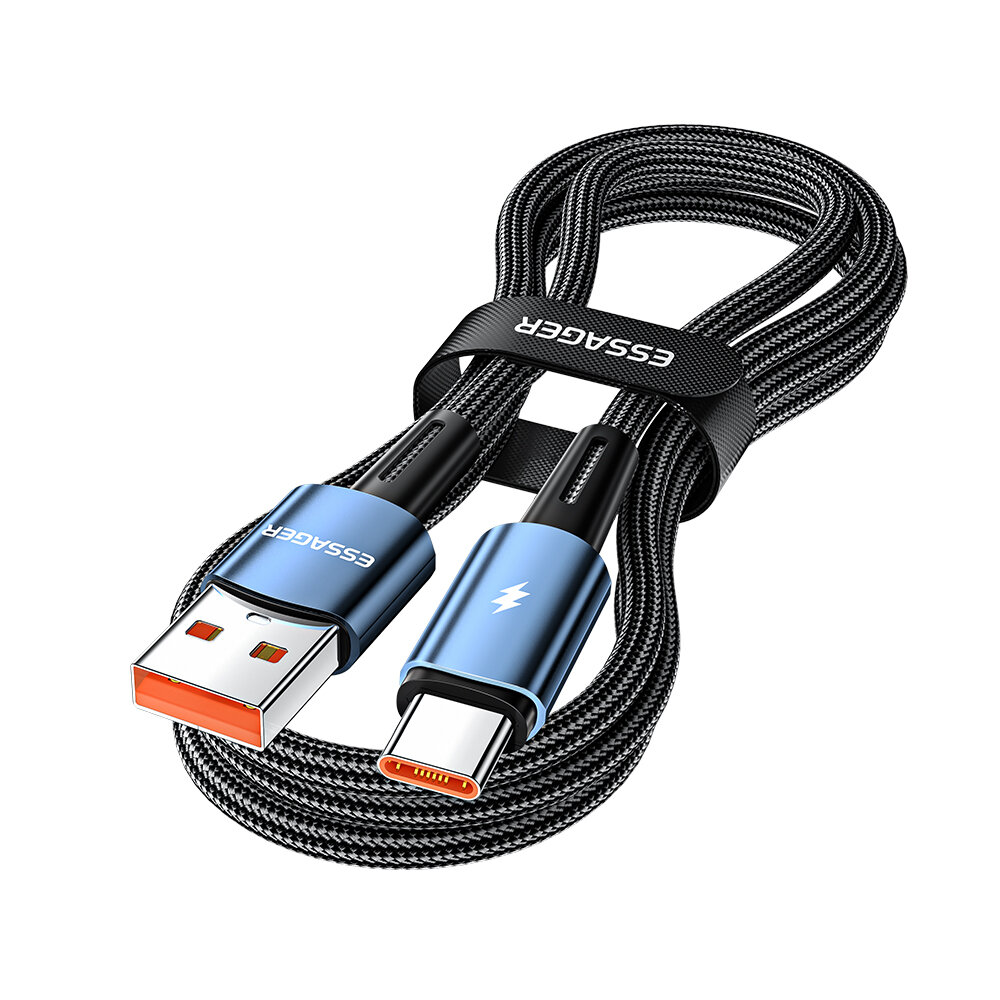 

ЭССАГЕР 120 Вт, USB-A - Тип-C, кабель для быстрой зарядки и передачи данных, луженый, Медь, основная линия, длина 1M/2 м
