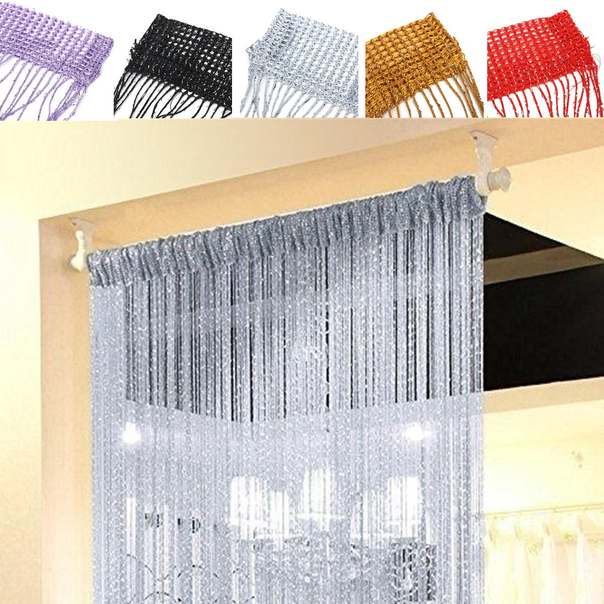 Door String Beads Divider Tassel Fringe Panel Curtain Crystal Room Window 
