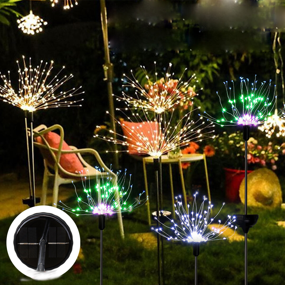 Outdoor Solar LED Firework Lights 90/120/150LED Waterproof Garden Pathway Xmas
