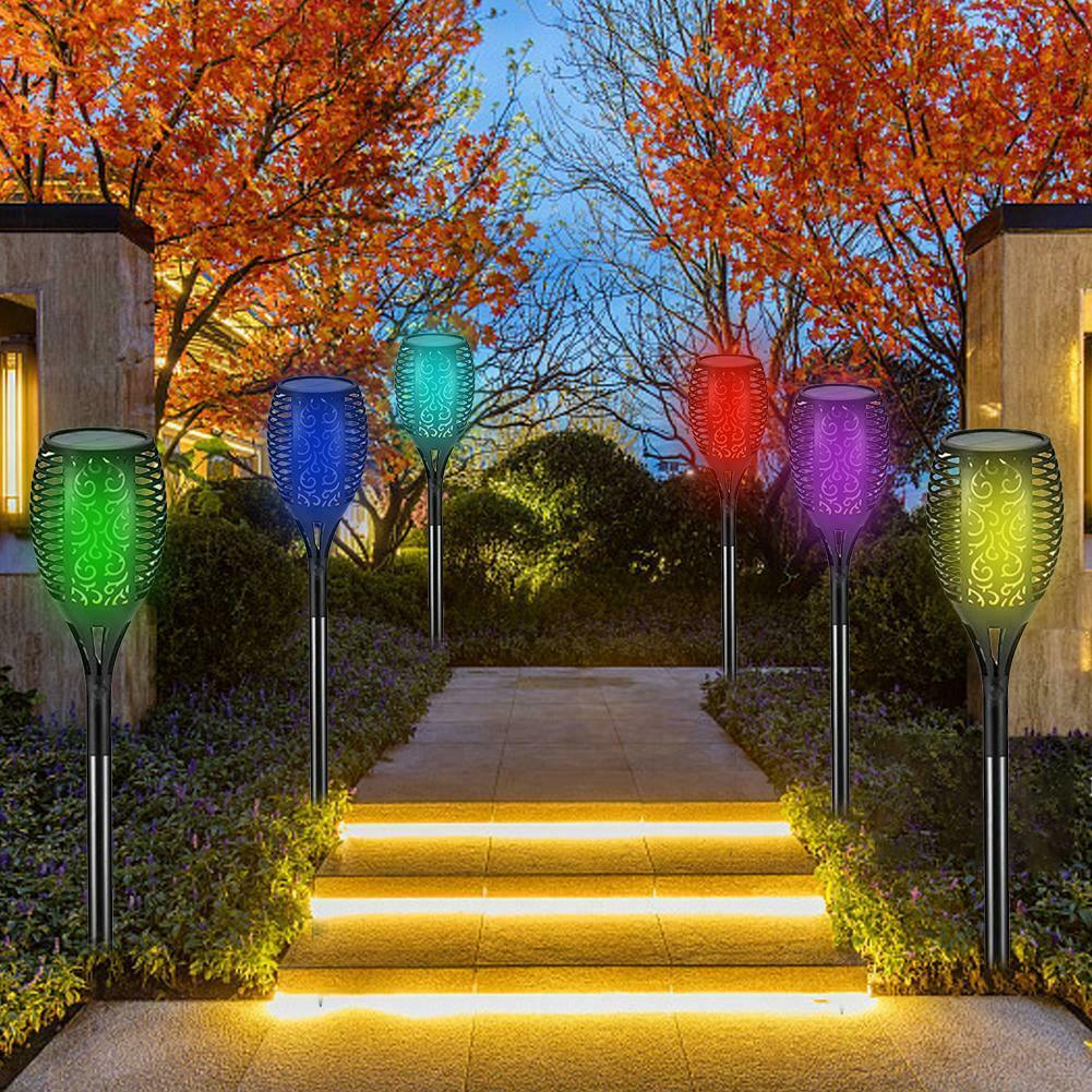 

33 LED RGB Solar Power Torch Light Flickering Flame Garden Yard Lamp Waterproof