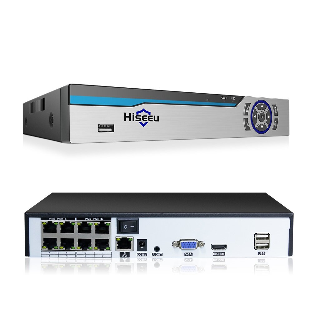 مسجل Hiseeu 4K 8MP POE NVR 8CH صوت ONVIF H.265 أمان المراقبة فيديو لـ POE IP 1080P 4MP 5MP 8MP الة تصوير