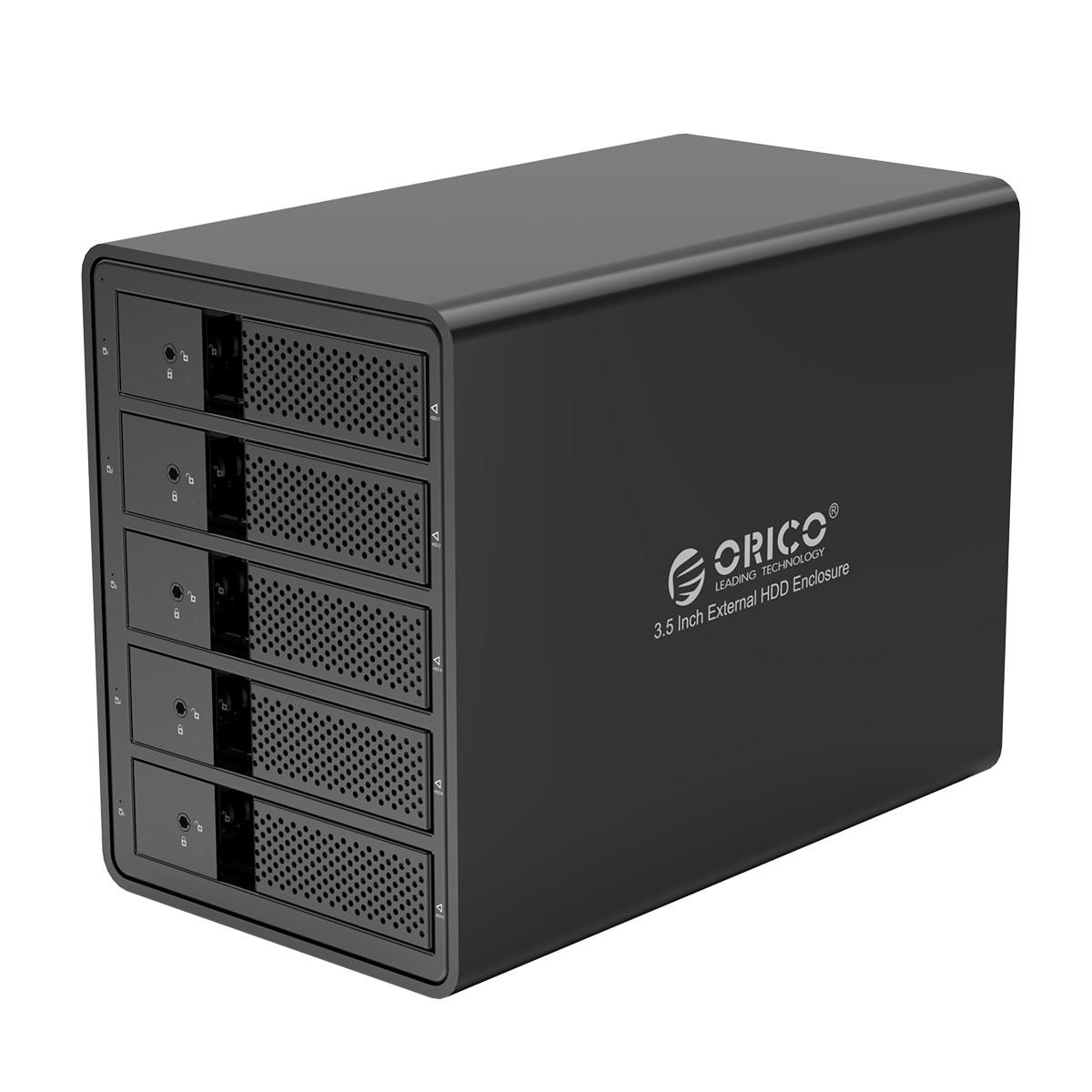 ORICO 9558U3 3.5-Inch External Hard Drive Enclosure Aluminum Alloy SATA to USB3.0 5Gbps Multi-Bay Data Shelter HDD SSD D