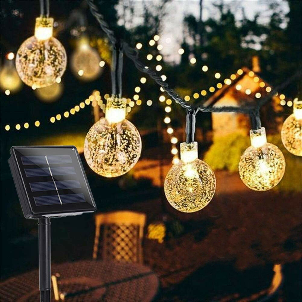 12M 8 Modes 100LED Solar String Light Crystal Ball Fairy Lamp Wedding Holiday Home Party Christmas Tree Decoraions Light