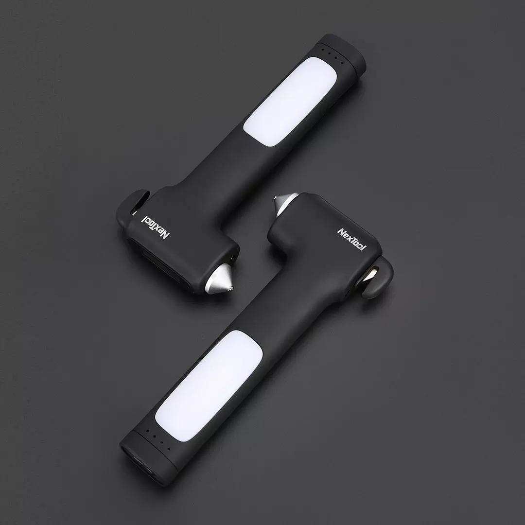 

NexTool Multifunction Life-saving Hammers Window Breaker EDC Safety Belt Rope Cutter USB Survival Hammer Emergency Light