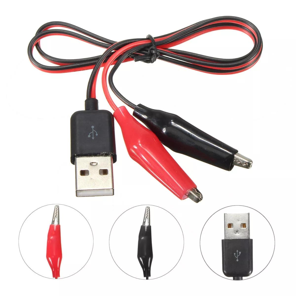 5 Stks DANIU 60 CM Krokodil Test Clips Klem naar USB Mannelijke Connector Power Adapter Kabel Draad