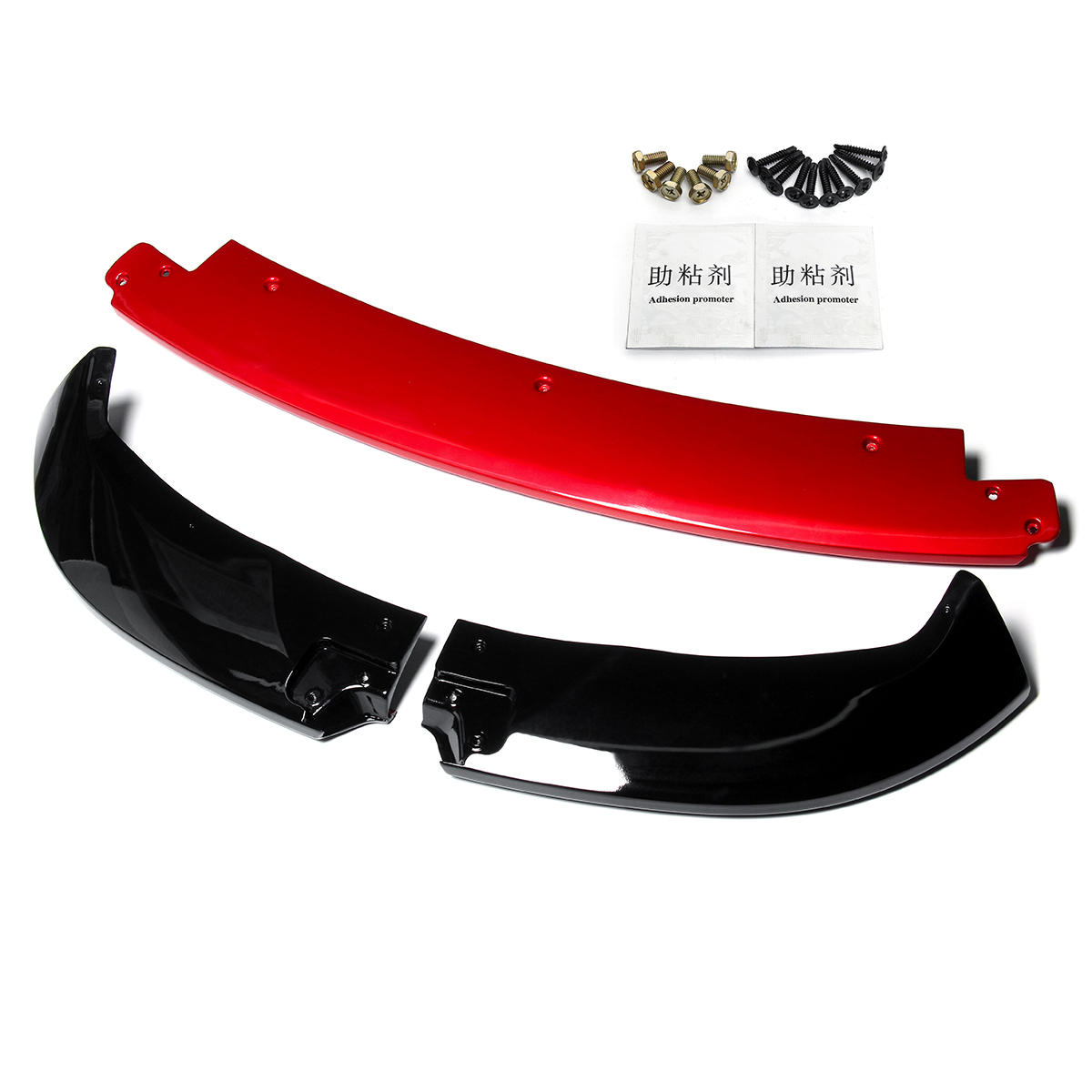 3 stuks glanzend zwart rood ABS voorbumper lipbeschermer spoiler voor tesla model 3 2017-2019