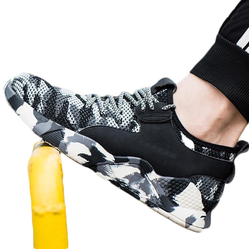 Sapatos de segurança para homens com biqueira de aço TENGOO, antiderrapantes e resistentes a impactos, para caminhadas e corridas