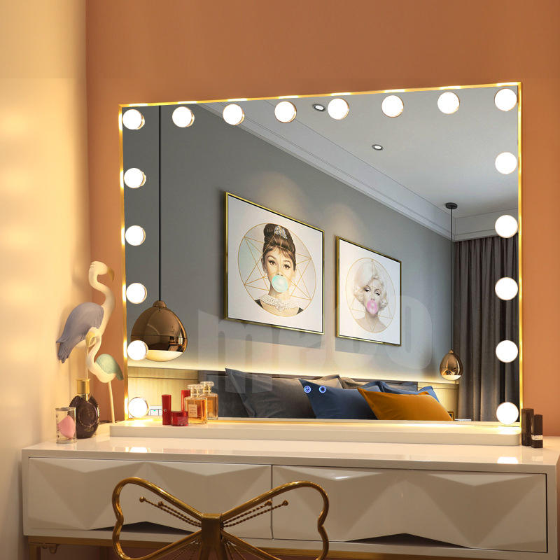 Desktop Square Led Makeup Mirror With, Square Light Up Makeup Mirror