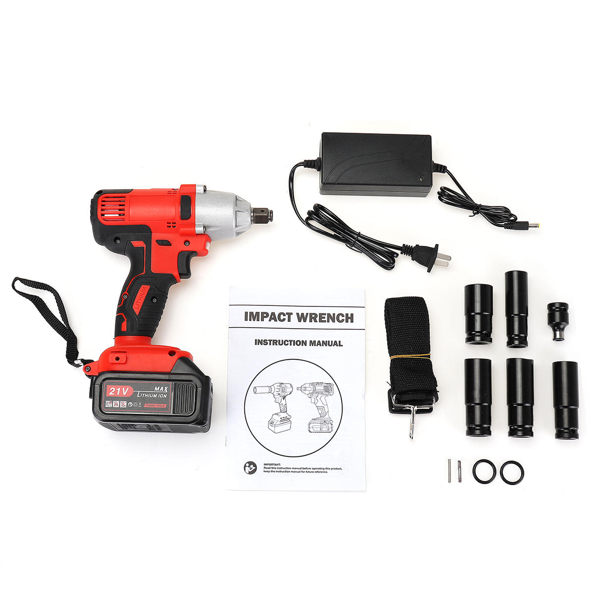 

1/2" 350N.m 1600W Brushless Cordless Electric Impact Wrench 15000mAh Battery