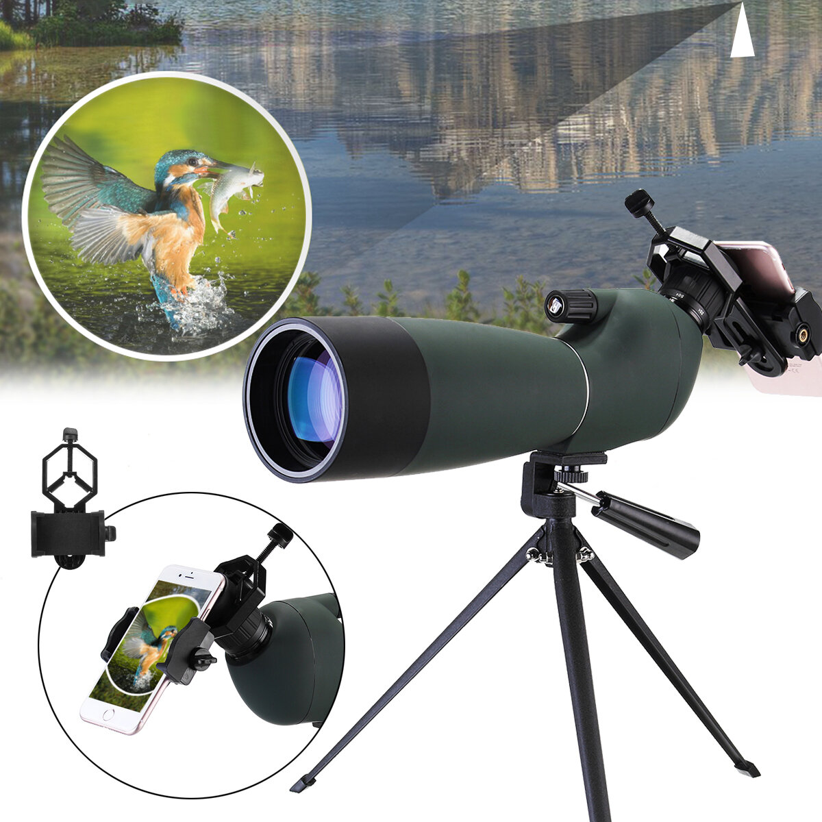 25-75x70 BAK4 Escopo de Visibilidade à Prova d'água Zoom Monocular com Tripé Titular de Celular Observação de Pássaros