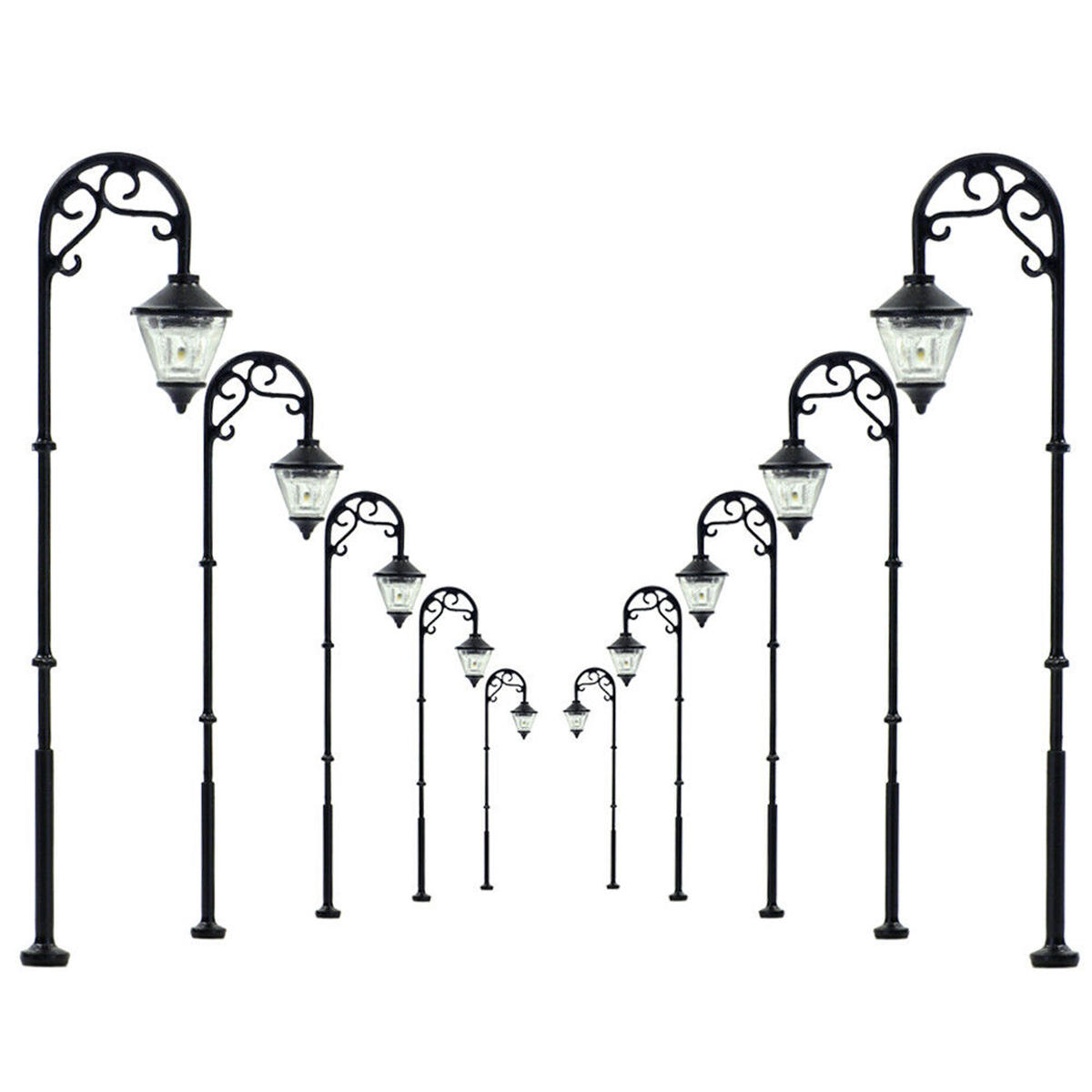 5 stuks schaal 1:87 modelspoor lantaarnpaal lampen led straat tuin trein licht