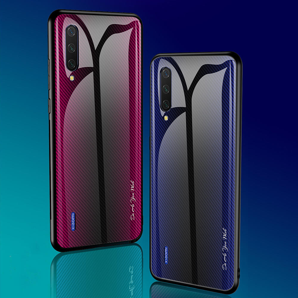 

Bakeey Carbon Fiber Gradient Color Shockproof Tempered Glass Protective Case for Xiaomi Mi9 Mi 9 Lite / Xiaomi Mi CC9 No