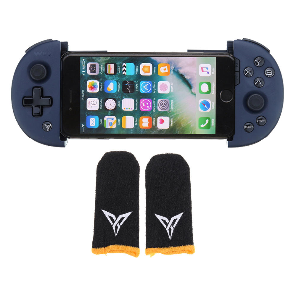 

1Pcs Flydigi WEE 2T Adjustable bluetooth Flexible Gamepad with 2Pcs Black Yellow Gloves for PUBG for iOS Android Mobile