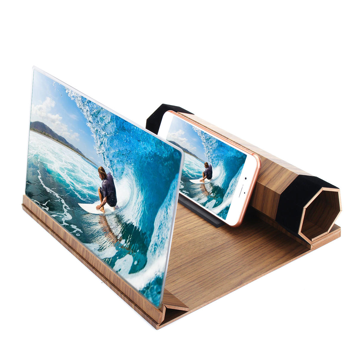 12 "3D HD oprolbaar houten telefoonscherm Vergrootglas Videofilmversterker voor slimme telefoon