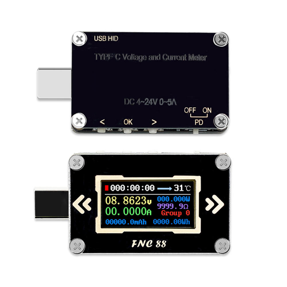 

FNC88 Type-C PD Trigger USB-C Voltmeter Ammeter Voltage 2 Way Current Meter Multimeter PD Recharger Battery USB Tester