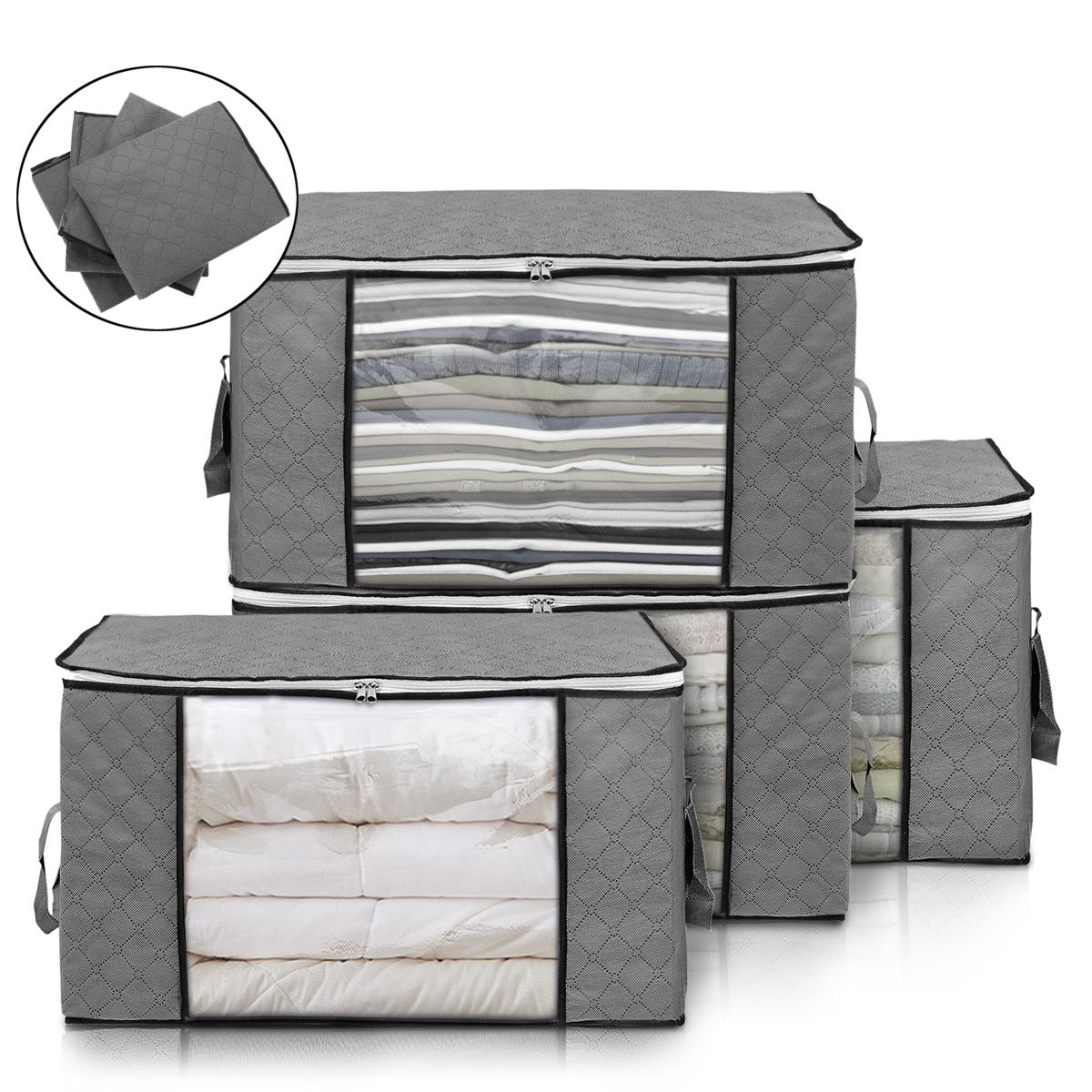 Large Foldable Storage Bag Clothes Bedding Blanket Organizer Holder Case Handle 