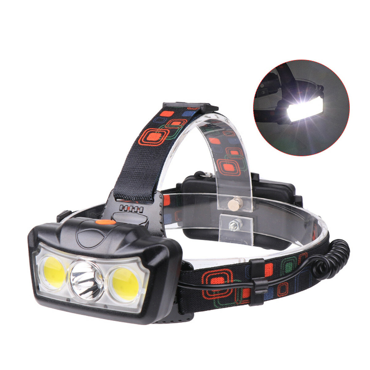 

XANES® BT005 1300LM T6+2xCOB LED HeadLamp Waterproof 4 Modes Outdoor Running Camping Hiking Cycling Light 2x18650 DC Rec