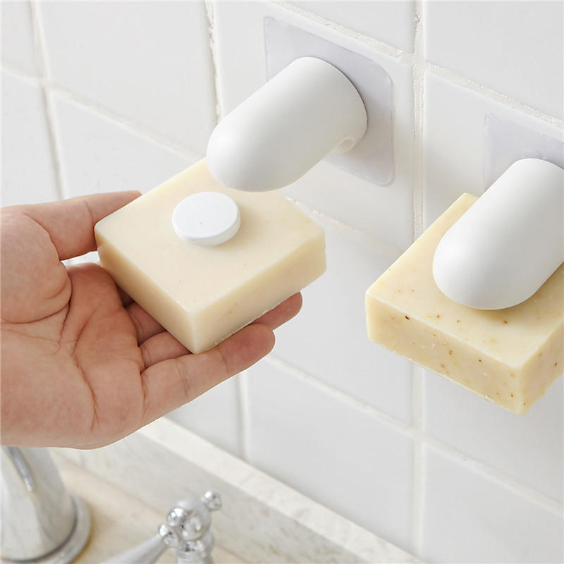 Magnetic Soap Holder Dispenser Container Adhesion Bathroom Wall Attachment Dish 