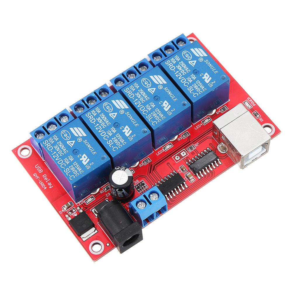 

4 Channel 12V HID Driverless USB Relay USB Control Switch Computer Control Switch PC Intelligent Control Relay Module