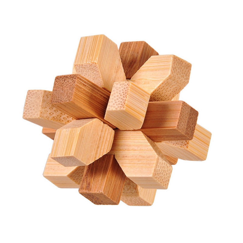 3D Interlocking Puzzles Game Toy Jigsaw Puzzle Toy Bamboo Small Size For Adults Kids IQ Brain Teaser