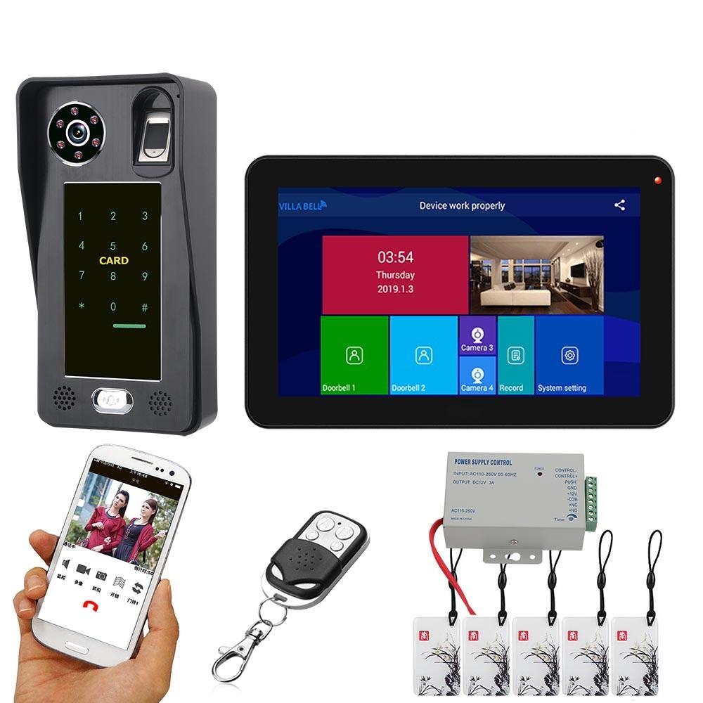 

ENNIO 9 inch Wifi Wireless Fingerprint IC Card Video Door Phone Doorbell Intercom System with Wired AHD 1080PDoor Acce