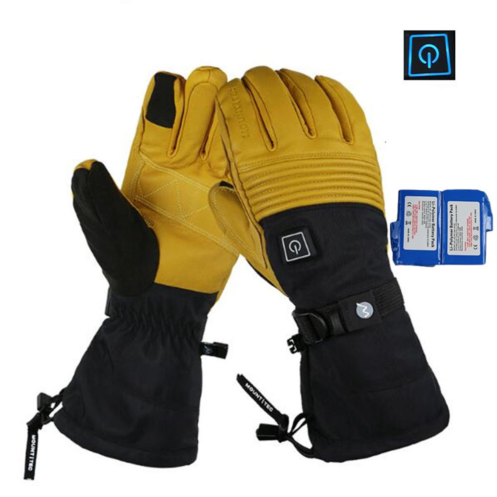 

MOUNTIETC™ Unisex Explorers 4 Electric Heated Gloves Li-Battery Self Heating Touch Screen Goatskin Ski Gloves Waterproof